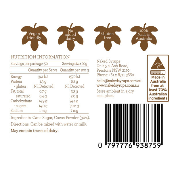 Naked Syrups Chocolate Powder Label