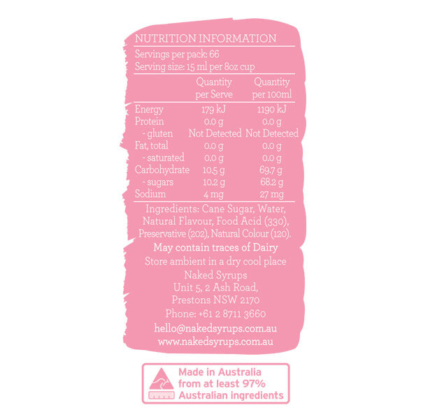 Naked Syrups Strawberry Syrup Label