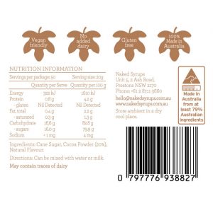 Naked Syrups Light Chocolate Powder Label
